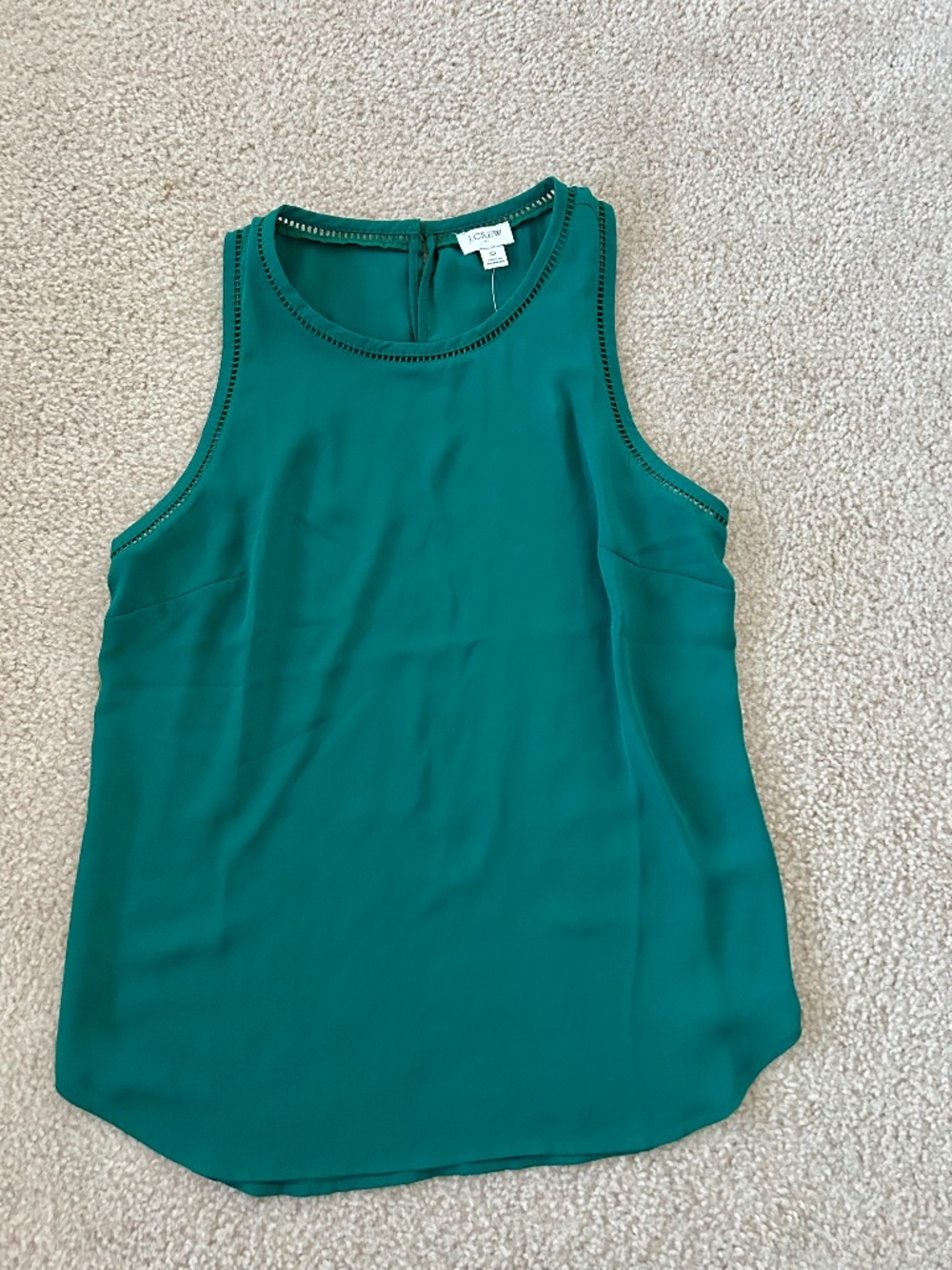 J.Crew Ladder Trim NEW Sleeveless Tank Sz 0 Emerald Green color